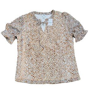 J.Crew Factory Women’s Animal Print Ruffle Tie-Neck Blouse Size S NWT